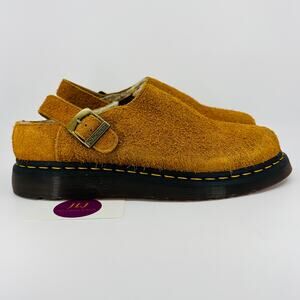 Dr. Martens Men's Isham Faux Shearling Brown Long Napped Suede Mules Size 13